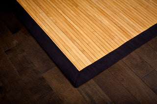 Jolene Bamboo Area Rug, Natural and Black, 6'x9'