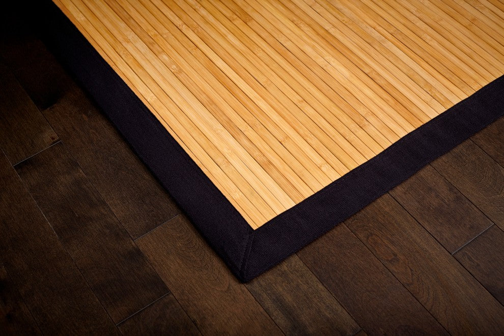 Jolene Bamboo Area Rug, Natural and Black, 6'x9'