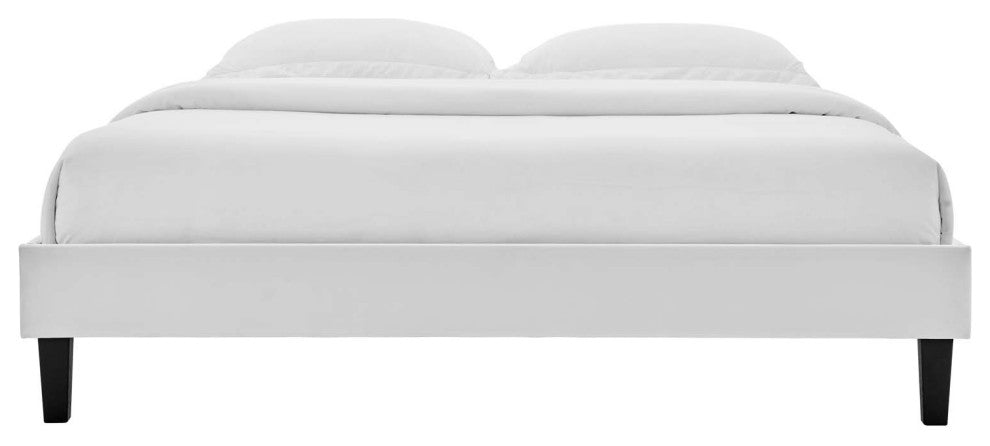Platform Bed Frame, Twin Size, Velvet, Light Grey Gray, Modern Contemporary