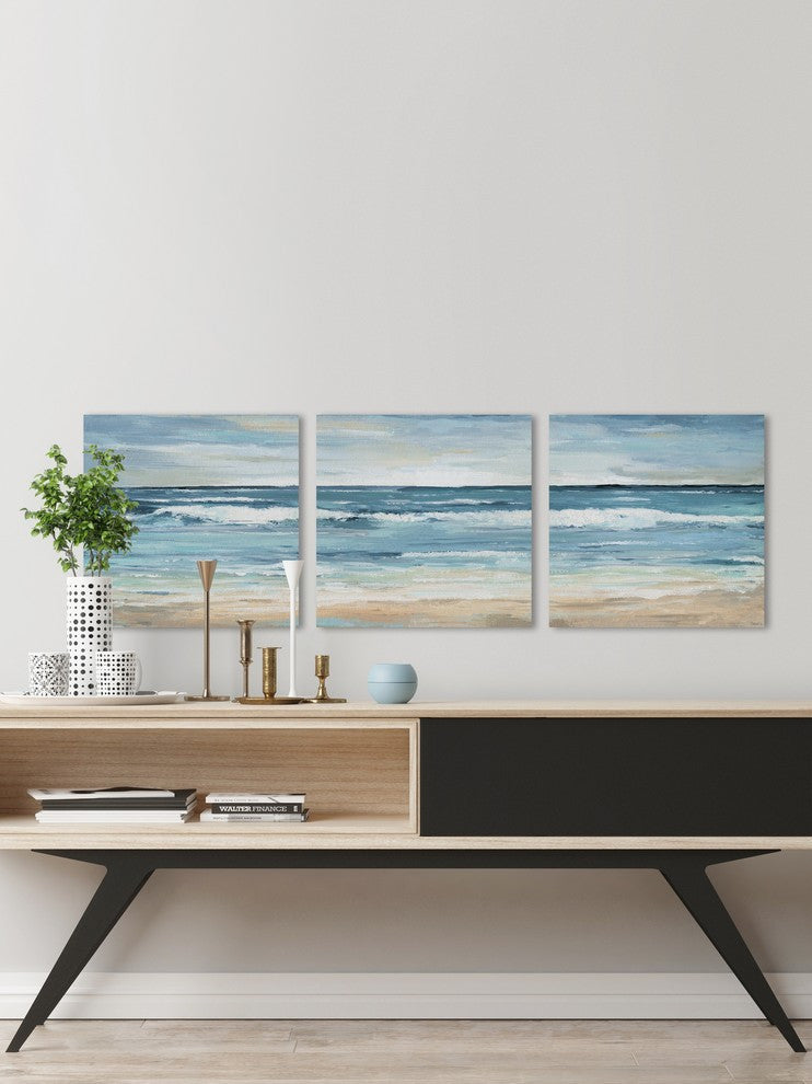 Blue Waves Triptych, 54"x18"