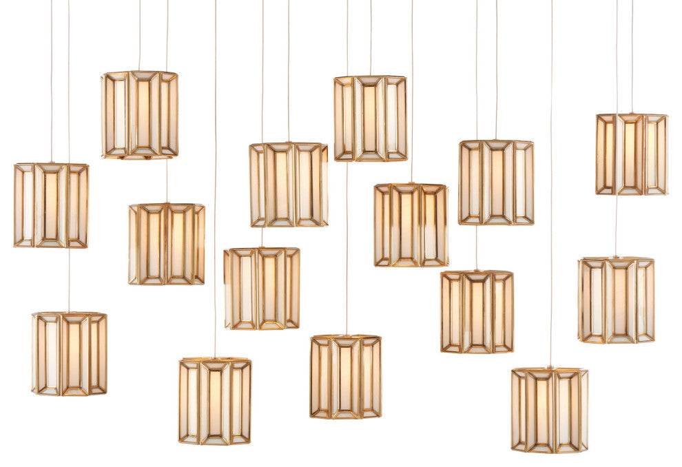 Daze Multi-Drop Pendant, Rectangular 15-Light