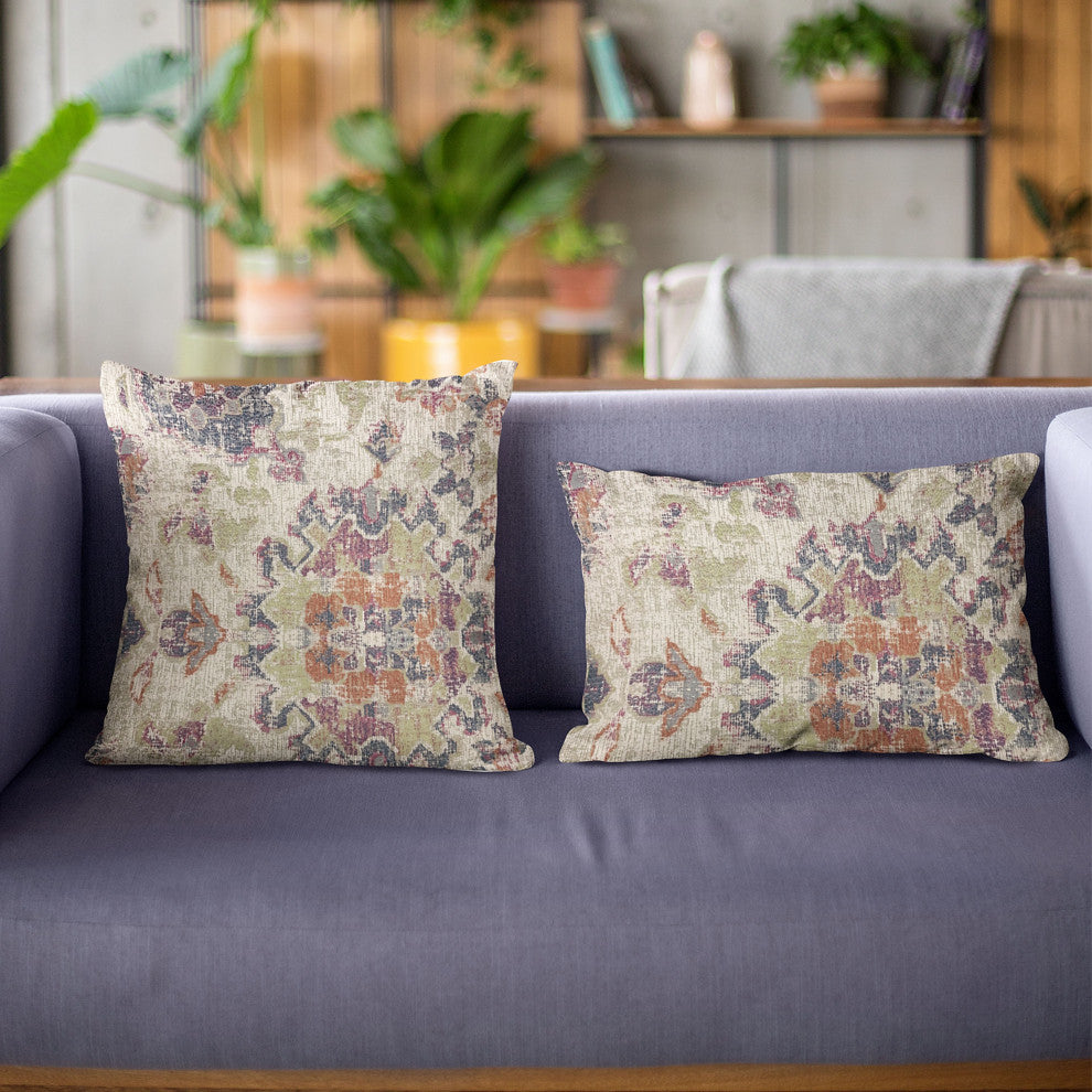 Plutus Multi-Color Mayan Damask Luxury Throw Pillow, 18"x18"