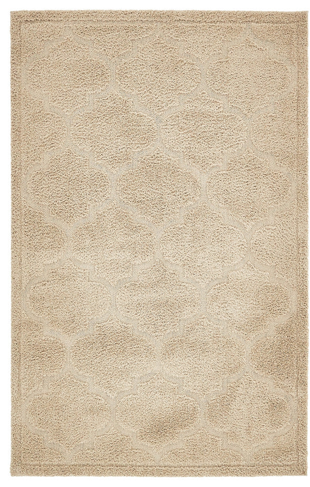 Unique Loom Beige Traditional Trellis Shag 5' 0 x 8' 0 Area Rug