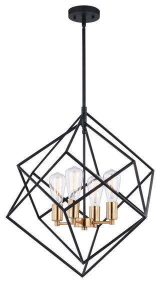 Rad Four Light Pendant, Black and Natural Brass