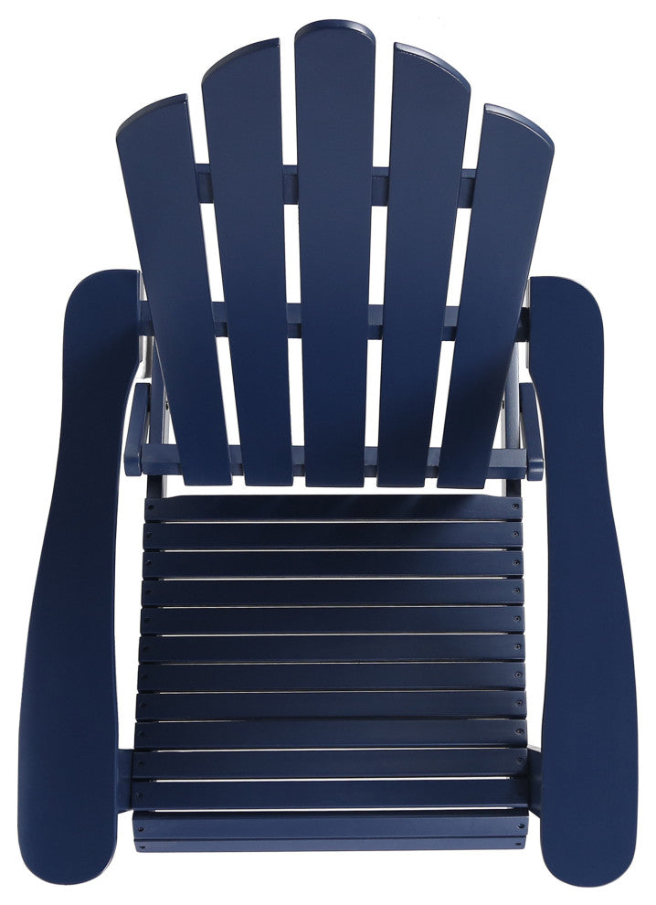 GDF Studio Cara Outdoor Foldable Acacia Wood Adirondack Chair, Blue Finish