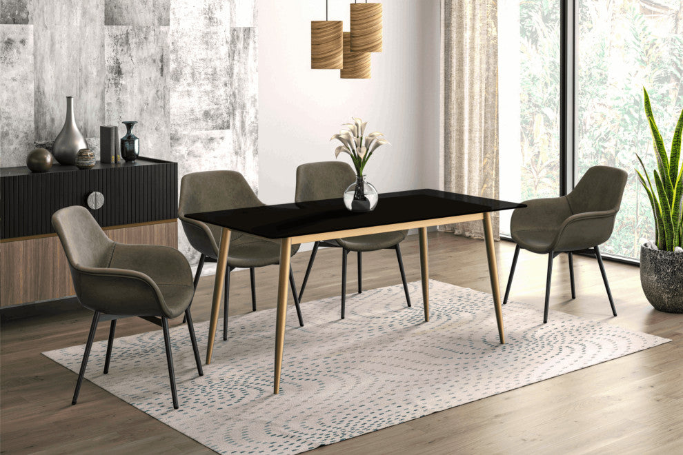 Zayle Dining Table with Rectangular Tabletop in Steel, Black, 71" Wide