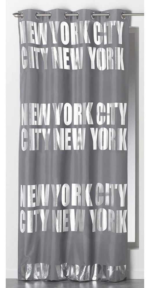 New York City Blackout Curtain Panel, Room Darkening Drapery, 102x55 Inch, Gray, 1 Panel