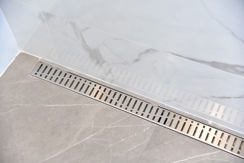 Offset Linear Drain, 60 Inch Side Outlet Linear Drain Complete Set, Wind