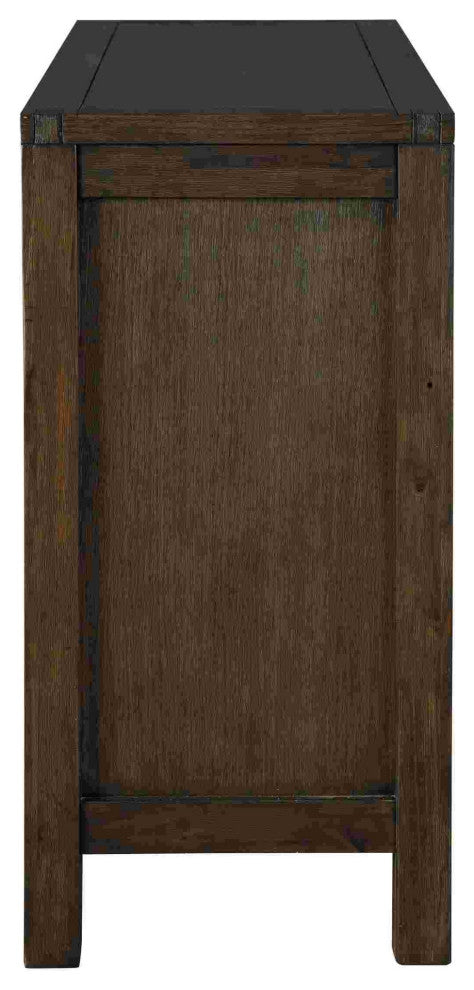 Benzara BM262480 Server With 2 Drawer and 2 Double Door Cabinets, Brown