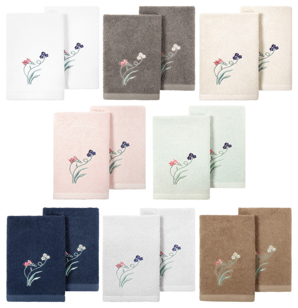 Linum Home Textiles 100% Turkish Cotton STELLA 2PC Emb Fingertip Towel Set