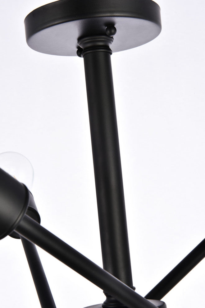 Elegant Lighting LD8003D17 Axel 6 Light 17"W Semi-Flush Ceiling - Black / Brass