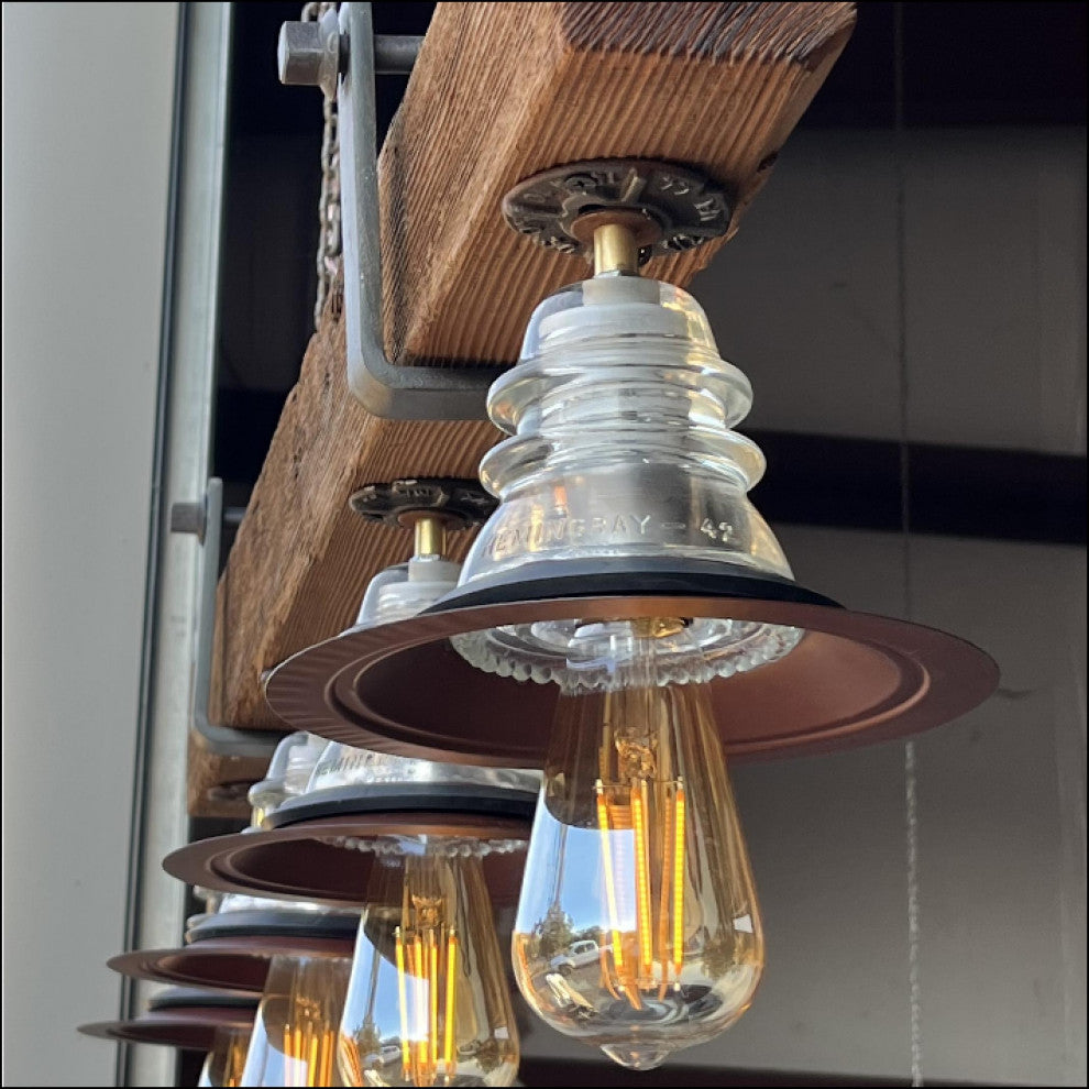 Utility Pole Crossarm Beam Chandelier Insulator Edison Bulb