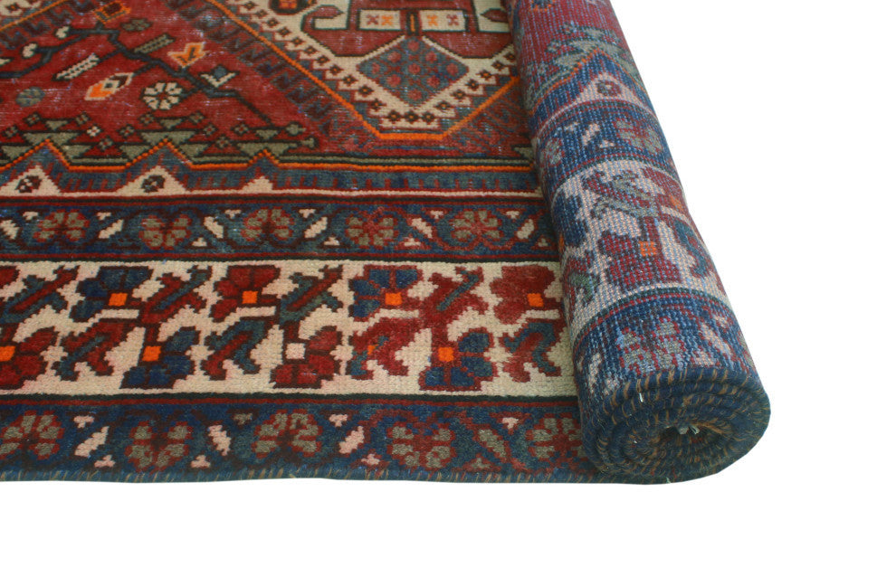 Fine Vintage Distressed Fatinah Red/Beige Runner, 5'2x10'1
