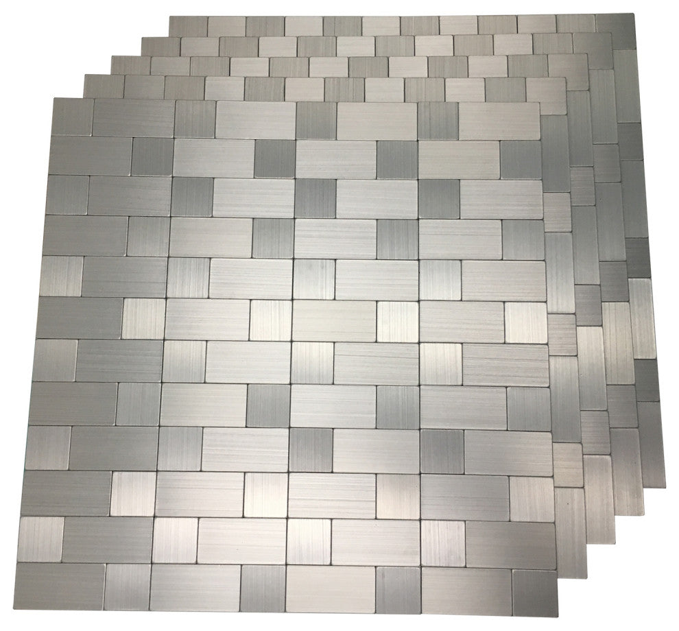 Peel and Stick Metal Backsplash Tile Puzzle Brush 12"x12, A16015p10