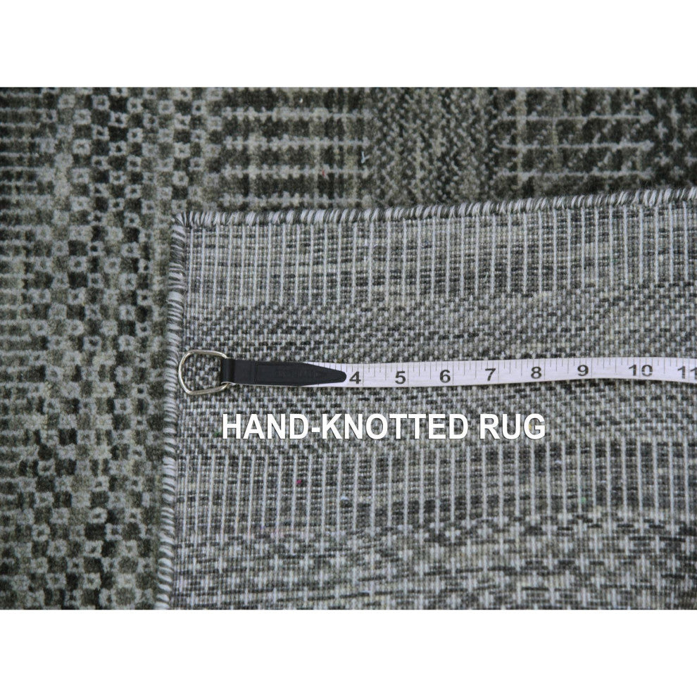 Echo Gray Hand Knotted Pure Dyed Wool Grass Design Mat Rug, 1'11"x3'1"