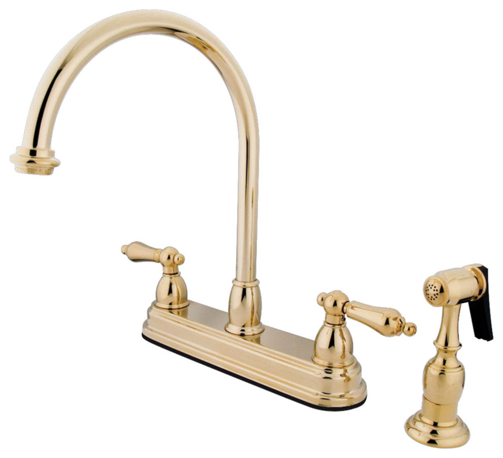 Kingston Brass 8" Centerset Kitchen Faucet, Polished Brass