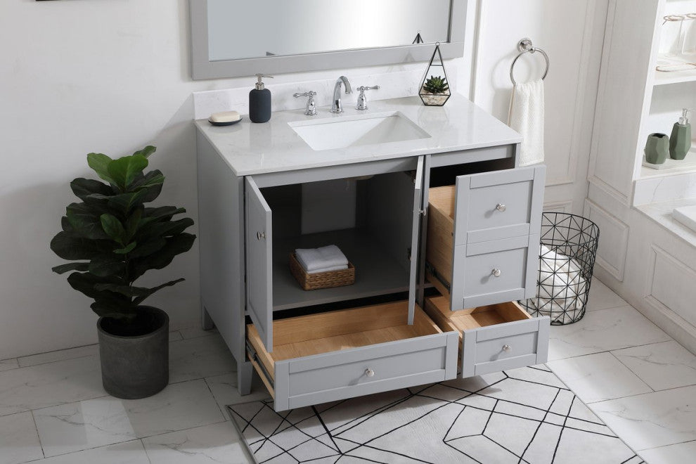 Sadie 42" Single Bathroom Vanity, Gray With Backsplash