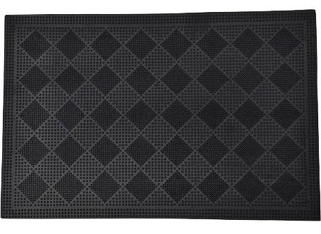 Outdoor Front Door Mat Drew Checkerboard Rubber Rug 24x16 Black