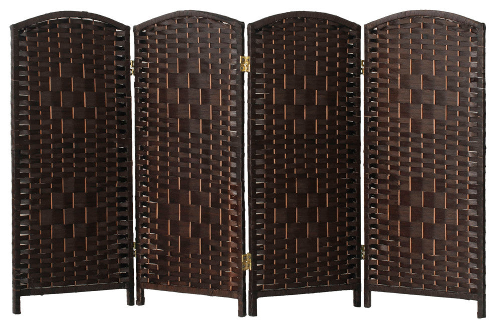 3 ft. Short Diamond Weave Fiber Room Divider Dark Mocha 4 Panel
