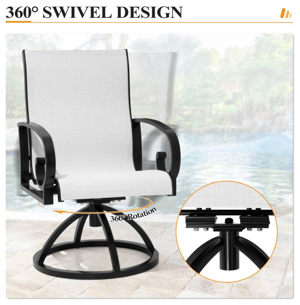 Bar Stool Chair Outdoor Aluminum Rocking Lounge, White