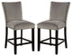 Flannelette And Wooden Dining Chair Of 2 with Backrest Design, Light Gray