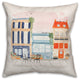 Watercolor French Shops 18x18 Spun Poly Pillow