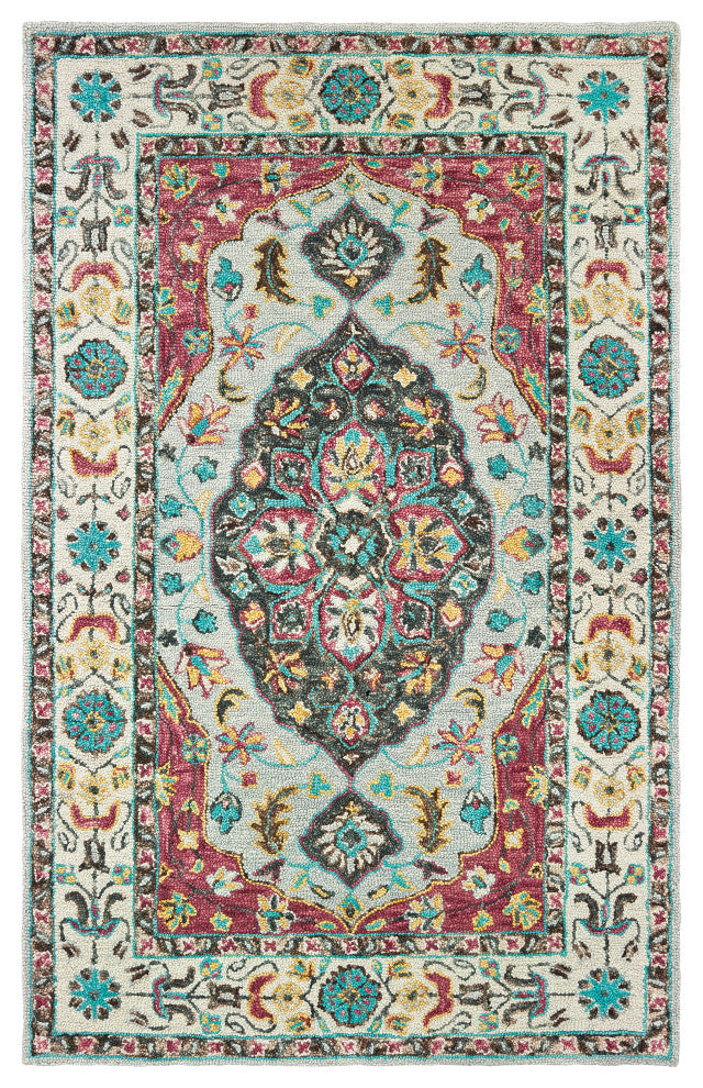 Oriental Weavers Zahra Collection Grey/ Pink Oriental Indoor Area Rug 8'X10'