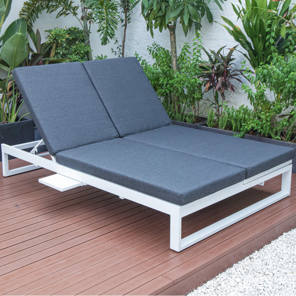 LeisureMod CLW-82BL Chelsea Convertible Lounge Reclining Double Chaise Cushions