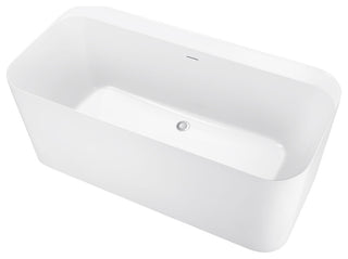 59" Acrylic Roll-Top Flatbottom Non-Whirlpool Bathtub, White