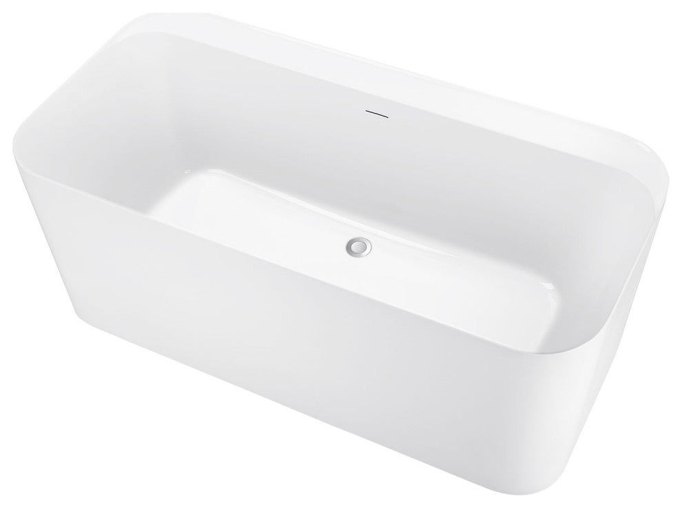 59" Acrylic Roll-Top Flatbottom Non-Whirlpool Bathtub, White