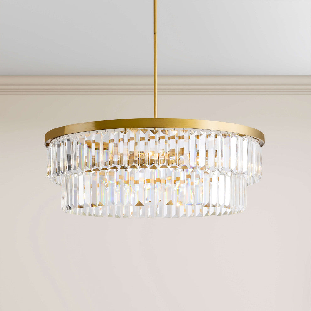 Eva 6-light Glam Crystal Glass Prism Drum Tiered Chandelier
