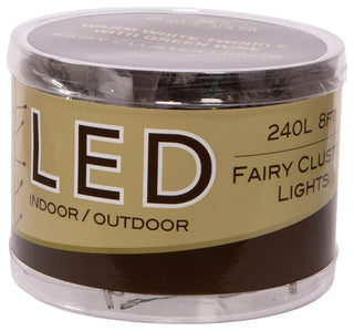 7.8' 240 Light, Twinkle Warm White LED Fairy Light Cluster Garland