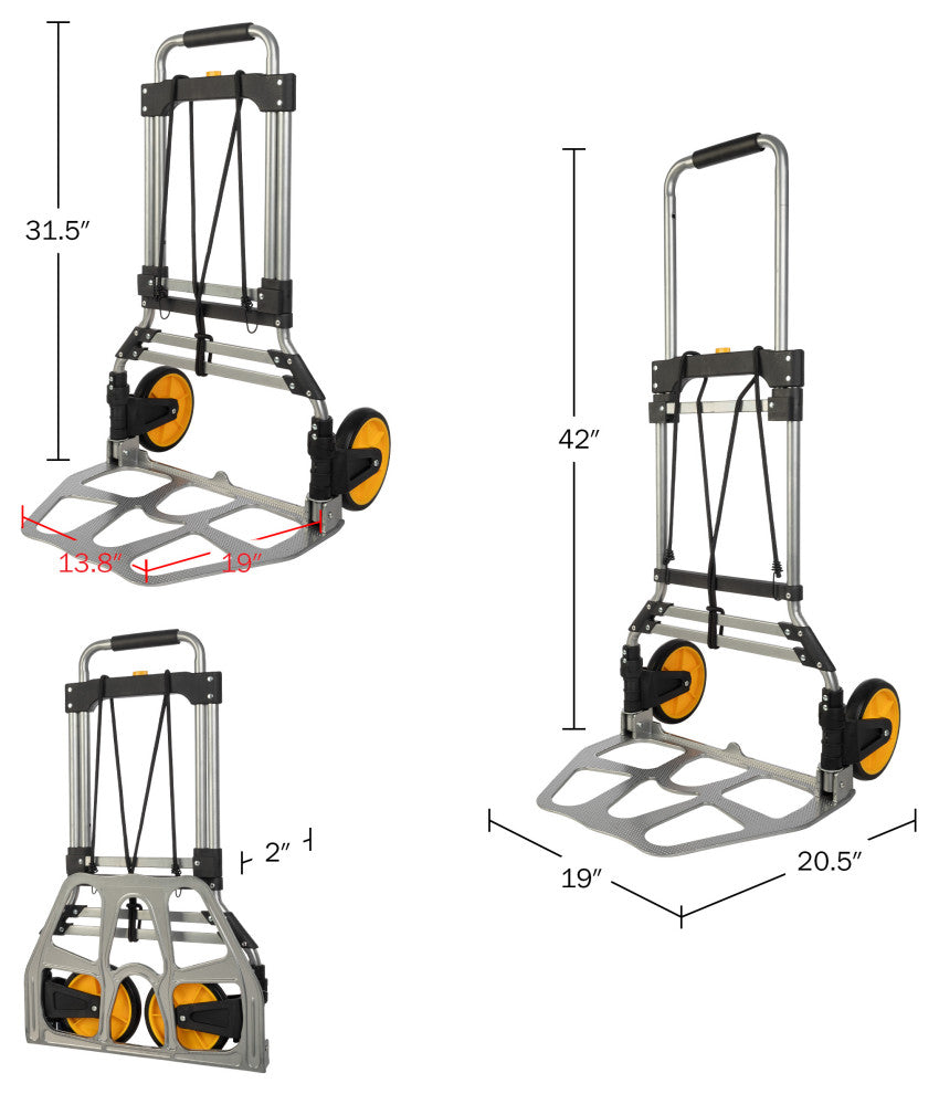 Dolly Cart With Collapsible Handle Folding Hand Truck With 330lb Capacity