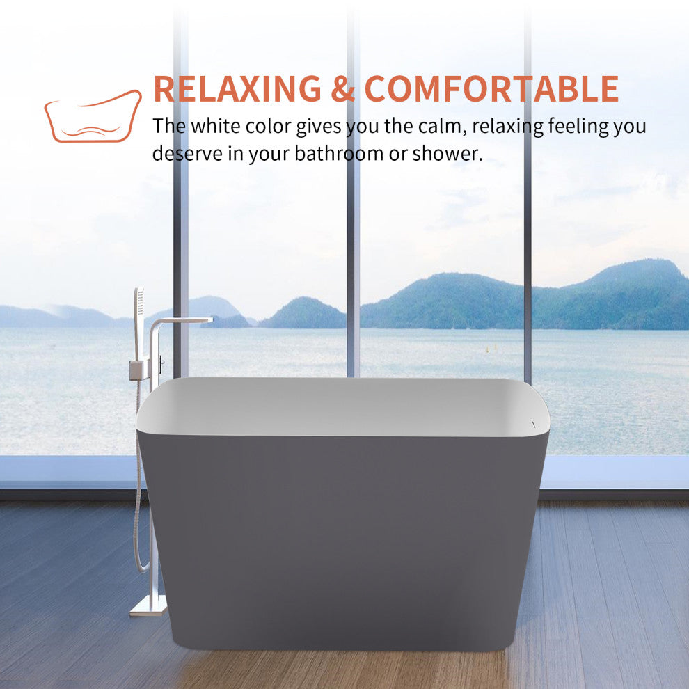 Giving Tree  47" Freestanding Full Immerse Bathtub with Seat White, Grey