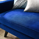 Loveseat Sofa, Blue Navy, Velvet, Modern, Mid Century Hotel Lounge Cafe Lobby
