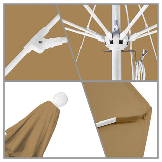 11' Fiberglass Umbrella With White Frame, Straw, 11'