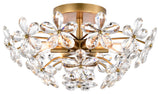 Grace 6-Light Crystal Glass Flower Flush Mount, Brushed Brass Finish