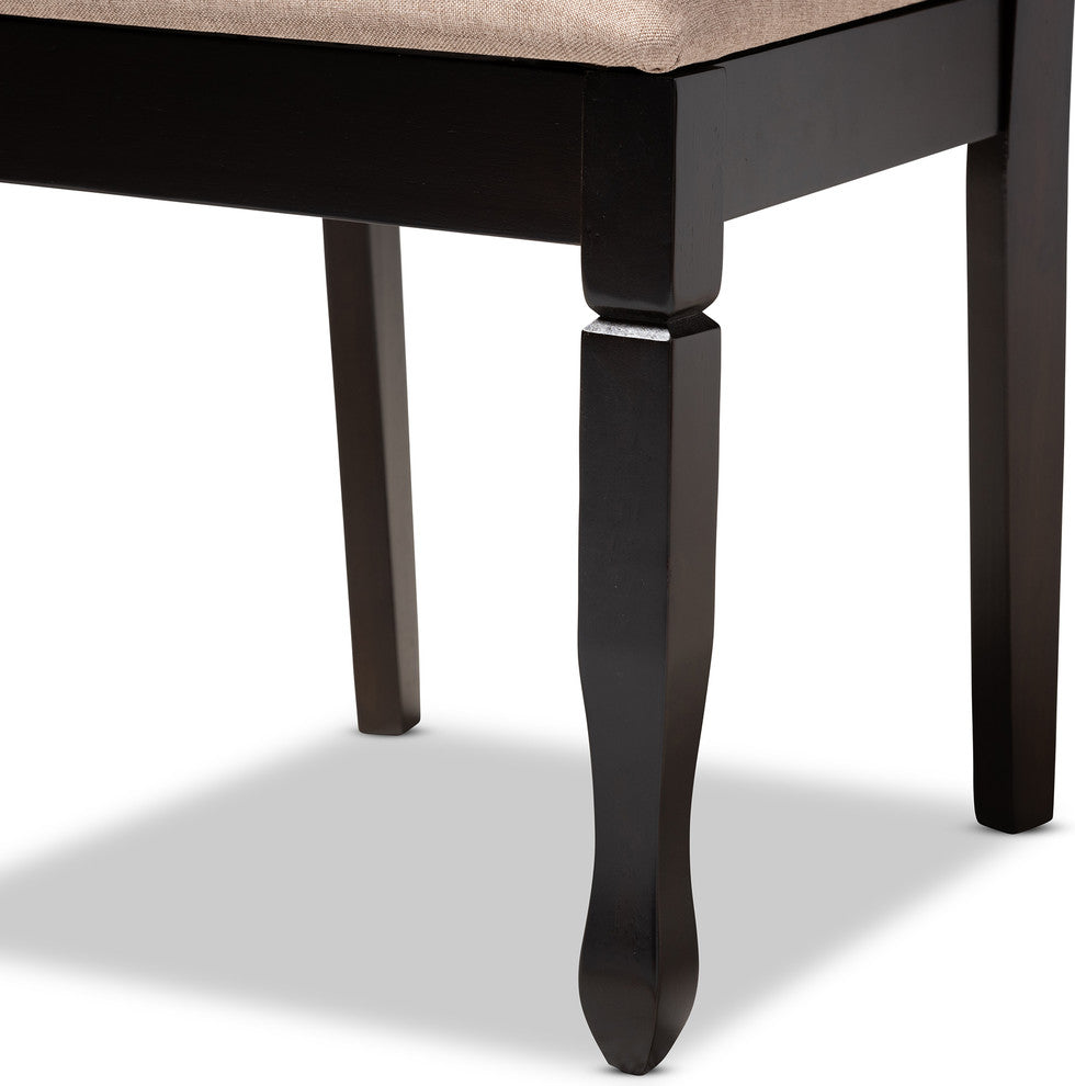 Narelle Sand Fabric Espresso Brown Finish Dining Chairs, Set of 4