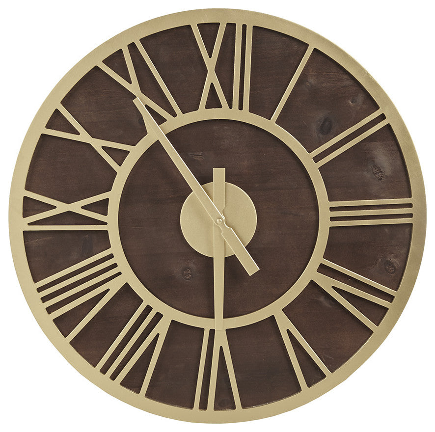 Madison Park Mason Rustic Roman Wall Decor Clock, Gold