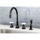 Kingston Brass Widespread Kitchen Faucet With Brass Sprayer, Oil Rubbed Bronze