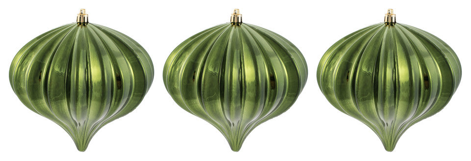Vickerman N151264Dsv 5.7" Moss Green Shiny Onion Christmas Ornament