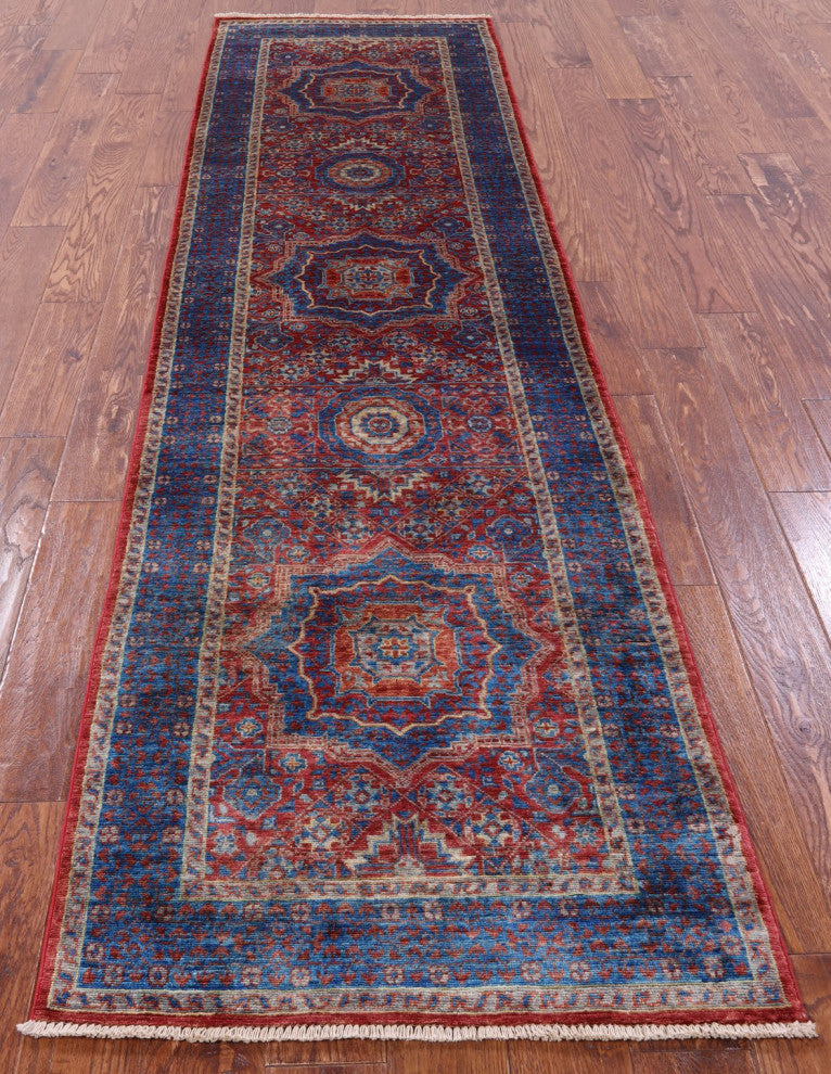 2' 8" X 9' 10" Runner Mamluk Hand-Knotted Wool Rug - Q12506
