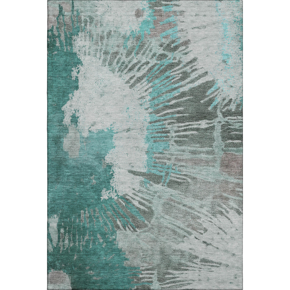 Premium Machine Washable Mayfield AMF645 Teal 8' x 10' Rug