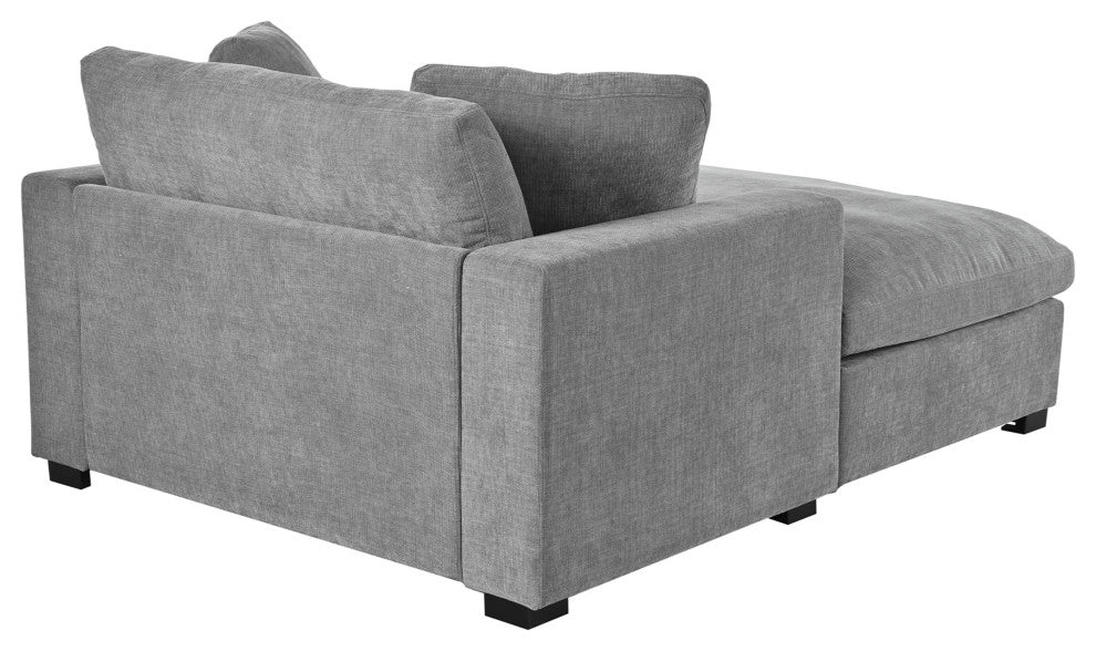 GDF Studio Extra-Large Lounge Chair With Durable Wood Legs & Cozy Fabric, Gray