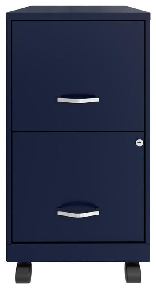 Space Solutions 18in 2 Drawer Metal Mobile Smart Vertical File Cabinet Navy