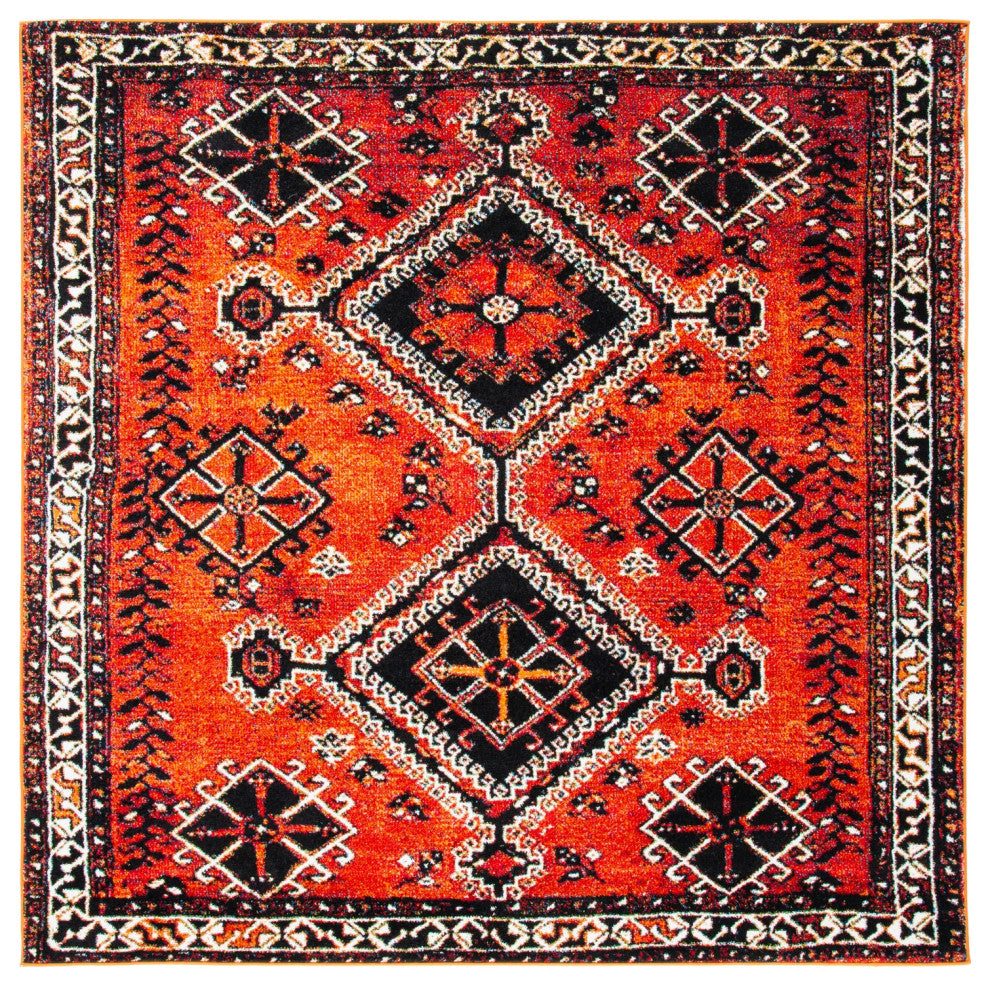 Safavieh Vintage Hamadan Vth293P Traditional Rug, Orange and Red, 6'7"x6'7" Squa
