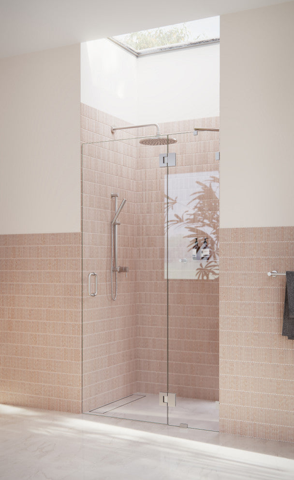 78"x45" Frameless Shower Door, Glass Hinge, Brushed Nickel