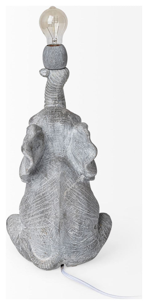 Graphite Resin Elephant Table Lamp