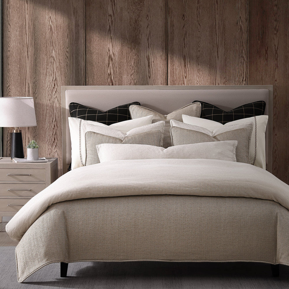 Chenille Herringbone Comforter Set, Super King, Sand, 3PC
