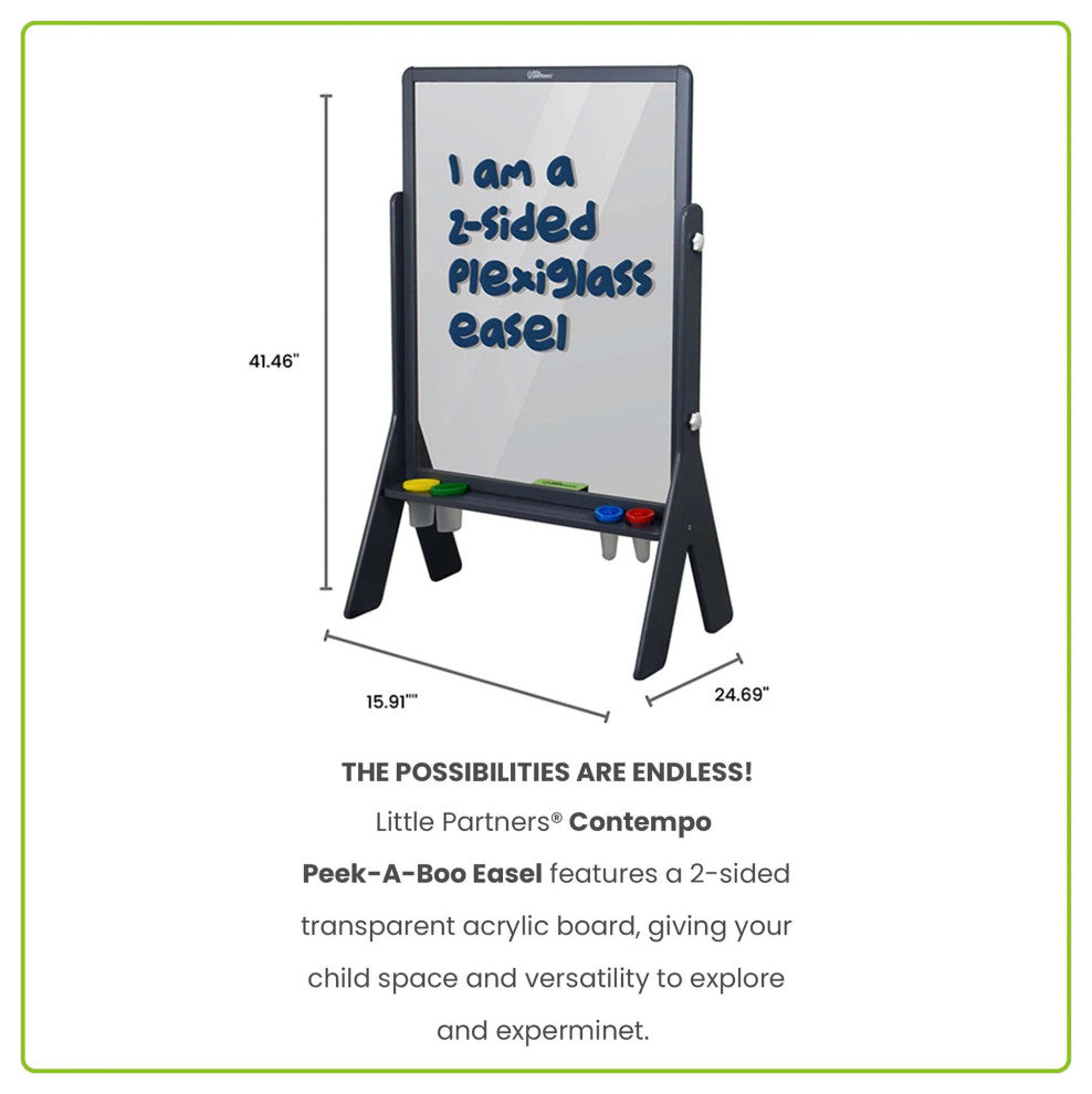Little Partners Peek-A-Boo Adjustable Height Art Easel, Earl Gray